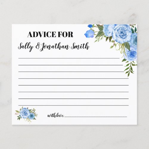 Blue Floral Advice for Mom  Dad Baby Shower card Flyer