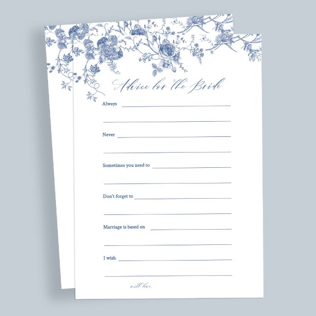 Blue Floral Advice for the Bride Cards (Creator Uploaded)