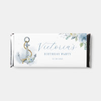 Blue Floral Anchor Nautical Birthday Party
