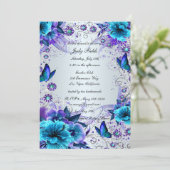 Blue Floral And Butterfly Bridal Shower Invitation (Standing Front)