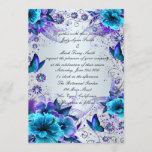 Blue Floral And Butterfly Invitation