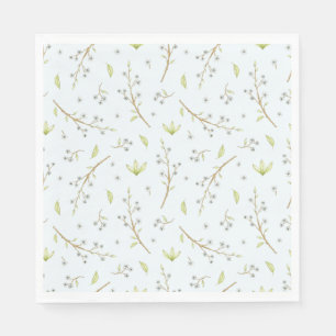 Blue Floral and Greenery boy baby shower  Napkins