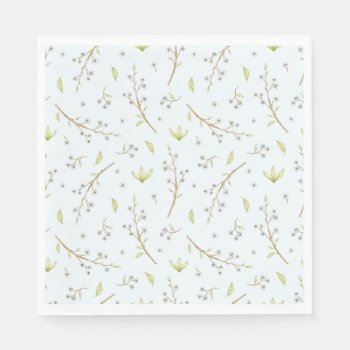 Blue Floral And Greenery Boy Baby Shower  Napkins by lemontreecards at Zazzle
