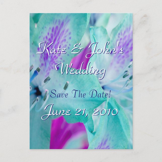 Blue Floral Announcement Postcard (Front)