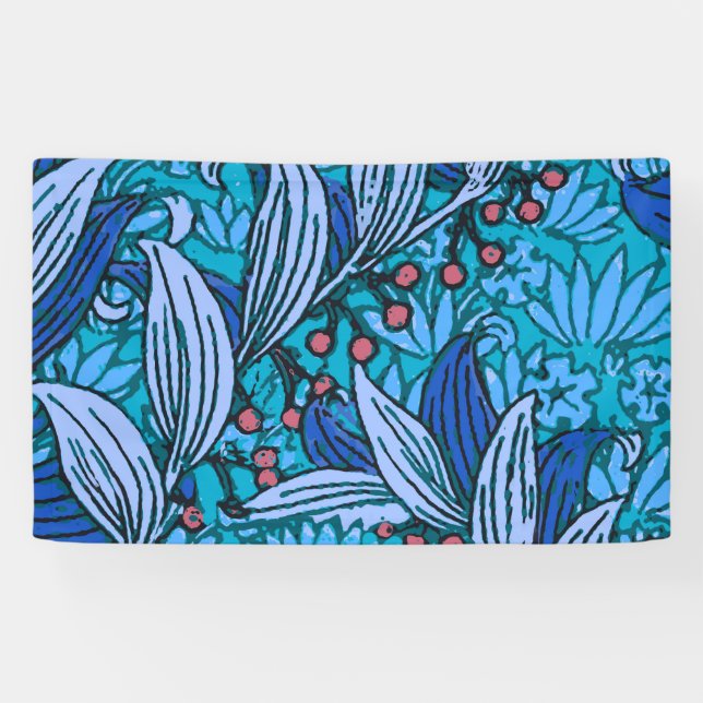 Blue Floral Antique Boho Modern Banner (Horizontal)