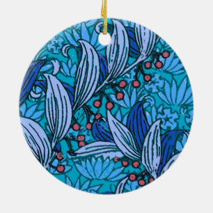 Blue Floral Antique Boho Modern Ceramic Ornament