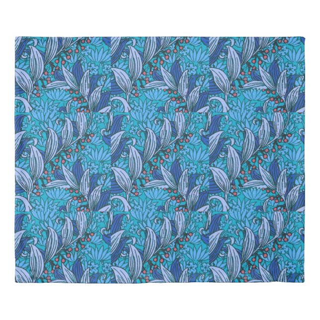 Blue Floral Antique Boho Modern Duvet Cover (Front)