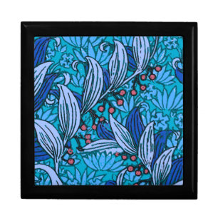 Blue Floral Antique Boho Modern Jewelry Box