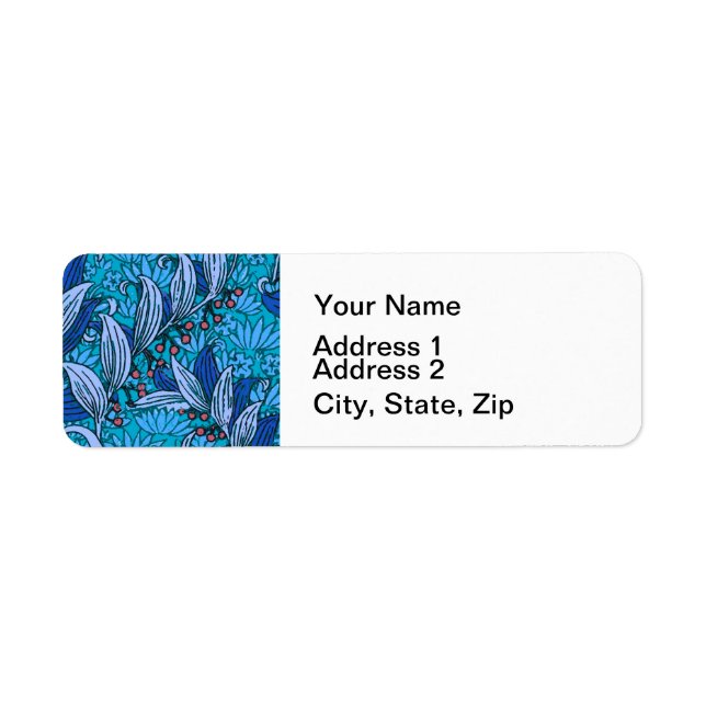 Blue Floral Antique Boho Modern Label (Front)