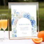 Blue Floral Arch Bridal Shower Mimosa Bar Sign at Zazzle