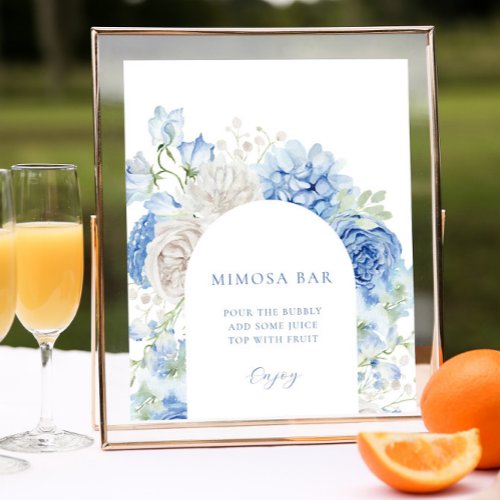 Blue Floral Arch Bridal Shower Mimosa Bar Sign