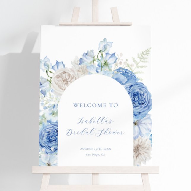 Blue Floral Arch Bridal Shower Welcome Sign (Creator Uploaded)
