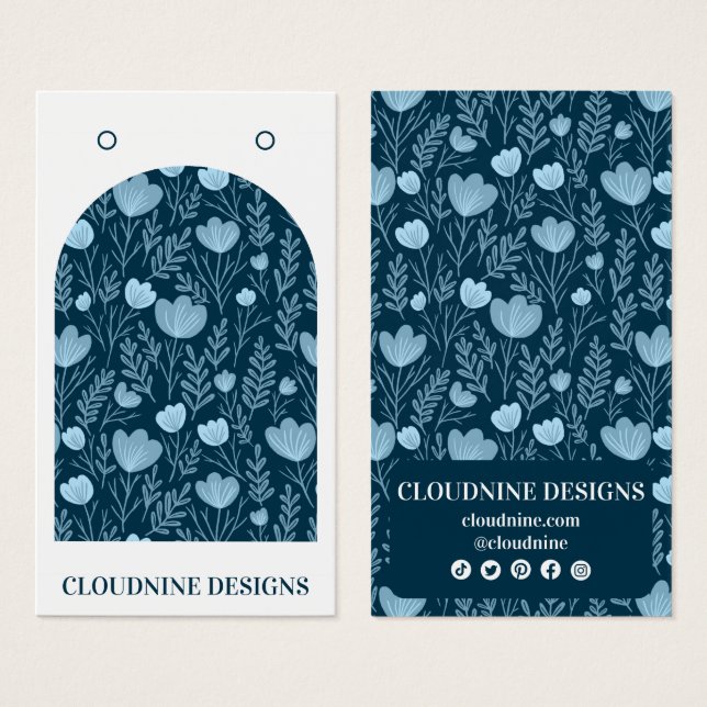 Blue Floral Arch Earring Jewelry Display Card (Front & Back)