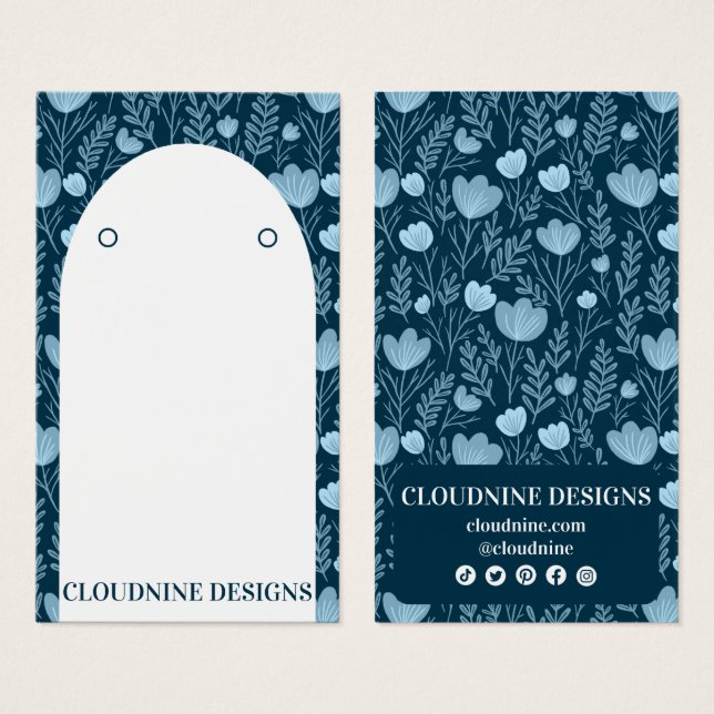 Blue Floral Arch Earring Jewelry Display Card (Front & Back)