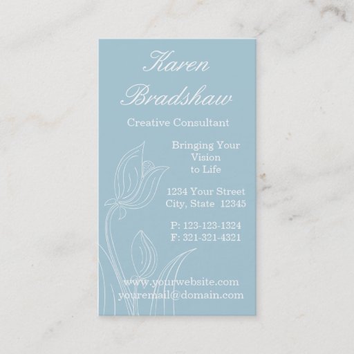 Customizable Blue Floral Arrangement Designer Business Cards