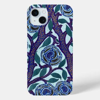 Blue Floral Art Deco Print Reproduction by Seguy iPhone 15 Plus Case