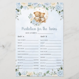 Blue Floral Baby Bears Prediction for Twins Game