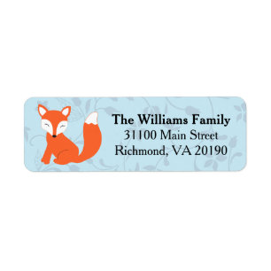Blue Floral Baby Fox Label