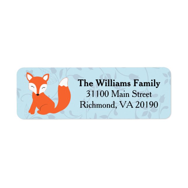 Blue Floral Baby Fox Label (Front)