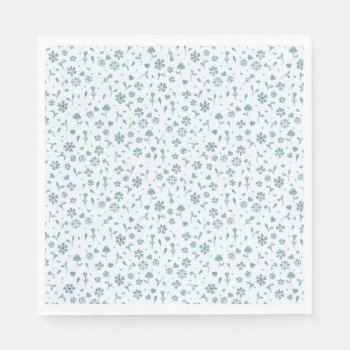 Blue Floral Baby In Bloom Boy Baby Shower  Napkins by lemontreecards at Zazzle