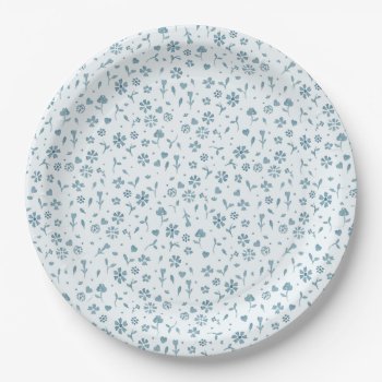 Blue Floral Baby In Bloom Boy Baby Shower  Paper Plates by lemontreecards at Zazzle