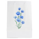 Blue Floral Baby Shower Birthday  Medium Gift Bag