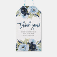 Blue floral baby shower boy gift tags