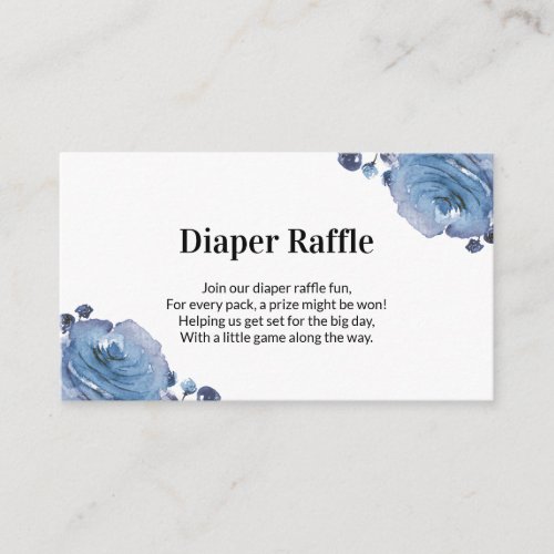 Blue Floral Baby Shower Diaper Raffle Enclosure Card