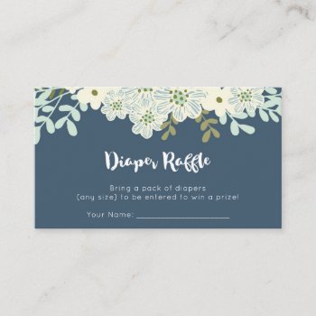 Blue Floral Baby Shower Diaper Raffle Enclosure Card by lilanab2 at Zazzle