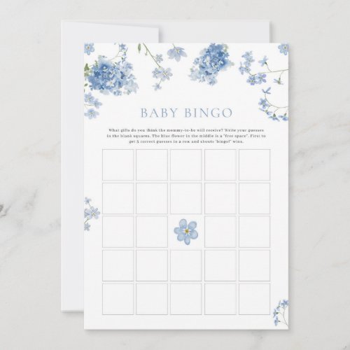 Blue Floral Baby Shower Game Baby Bingo Game