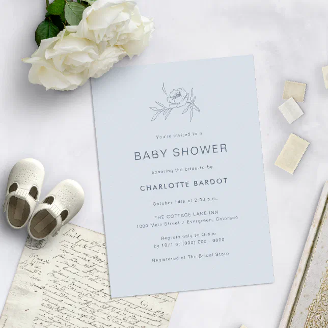 Blue Floral Baby Shower Invitation | Zazzle