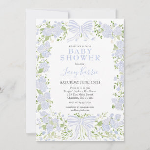 Blue Floral Baby Shower Invitation,  Invitation