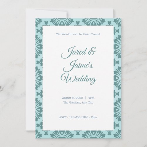 Blue Floral Background Wedding Invitation