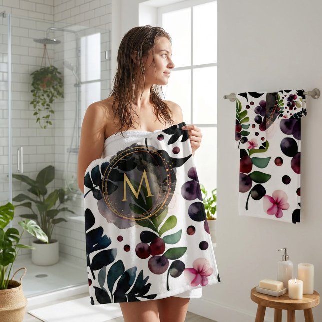 Blue Floral Bath Towel Set for Elegant Bathroom De (Blue Floral Bath Towel Set for Elegant Bathroom Decor)