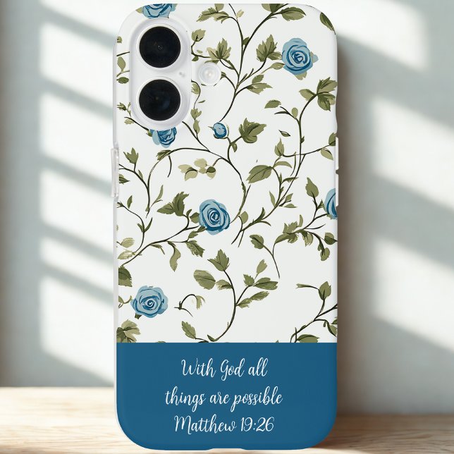 Blue Floral Bible Verse Case-Mate iPhone Case (Creator Uploaded)