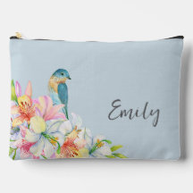 Blue floral bird watercolor oriental bridesmaid