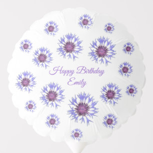 Blue Floral Birthday Balloon