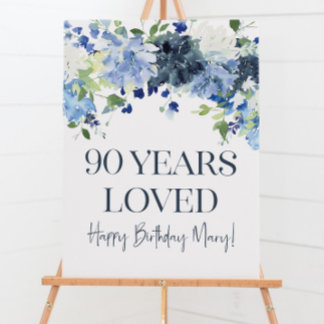 Blue Floral Birthday Party Sign Birthday Party Wel