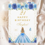 Blue Floral Blonde Hair Girl Happy Birthday Card<br><div class="desc">This elegant and glamorous birthday card can be personalized with a name or title such as daughter, granddaughter, niece, friend etc. The design features a beautiful princess with blonde hair and fair skin in a blue ball gown. The text combines handwritten script and modern sans serif fonts for a classy...</div>