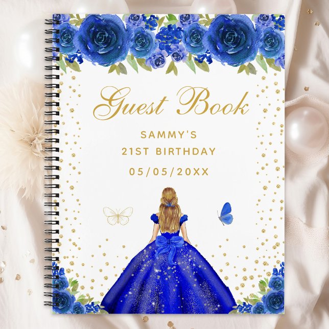 Blue Floral Blonde Hair Princess Guest Book (Creator Uploaded)