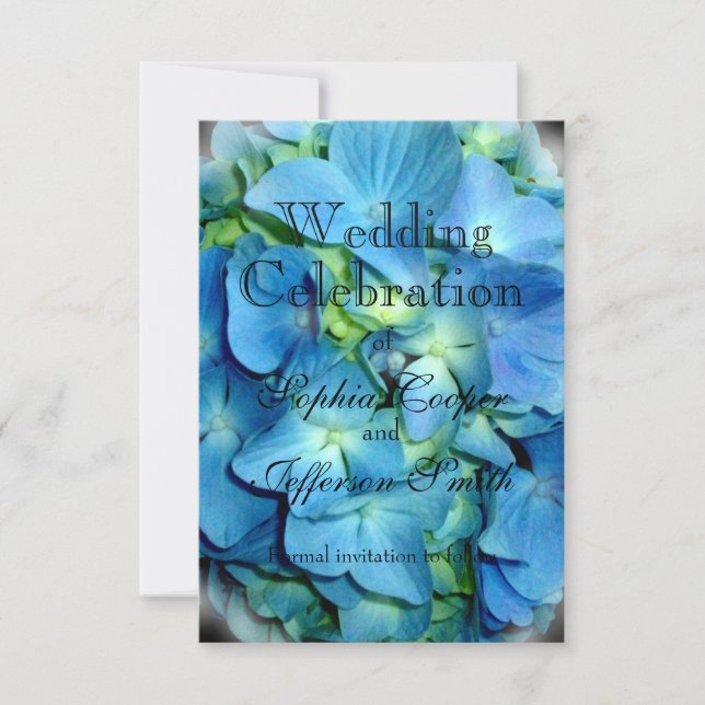 Blue floral blue flower Blue Hydrangea Save The Date (Front)