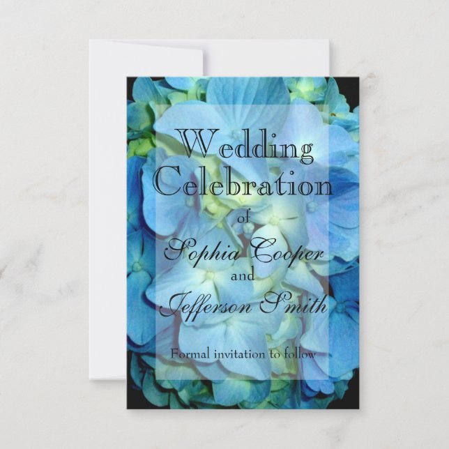 Blue floral blue flower Blue Hydrangea Save The Date (Front)