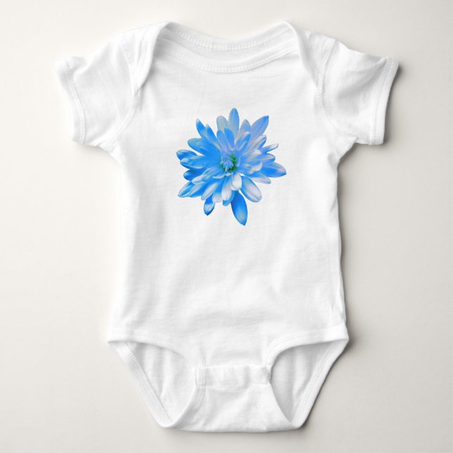  Blue floral blue flower cute blue daisy Baby Bodysuit (Front)
