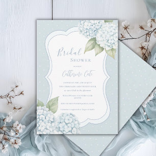 Blue Floral Blue Hydrangea Polkadot Bridal Shower Invitation