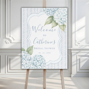 Blue Floral Blue Hydrangea Stripe Bridal Shower  Foam Board