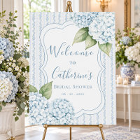 Blue Floral Blue Hydrangea Stripe Bridal Shower 