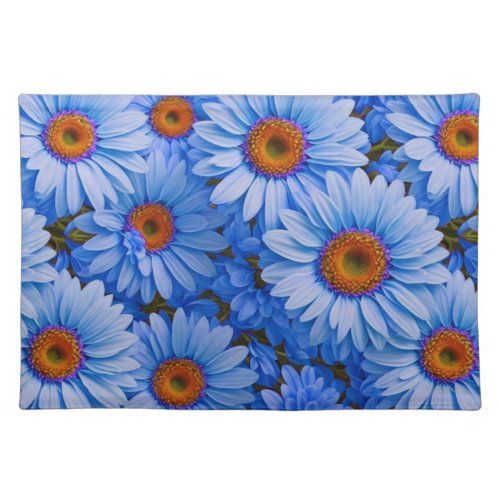Blue floral blue sunflowers blue daisies pattern  cloth placemat