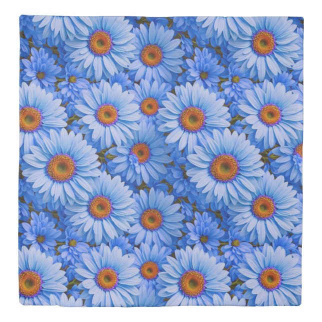Blue floral blue sunflowers blue daisies pattern  duvet cover (Front)