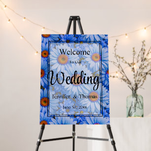 Blue floral blue sunflowers blue daisies pattern  foam board