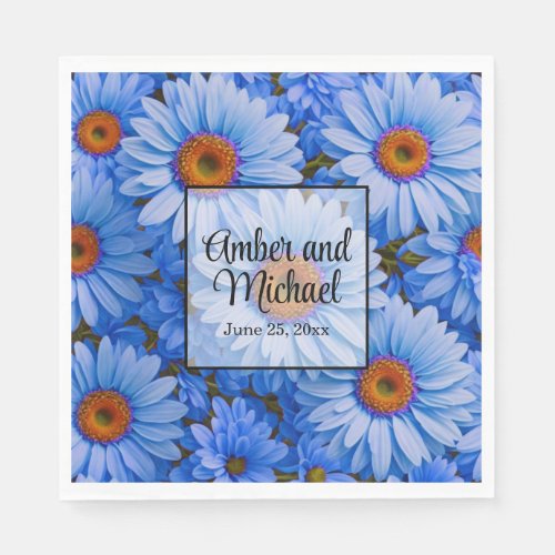 Blue floral blue sunflowers blue daisies pattern  napkins